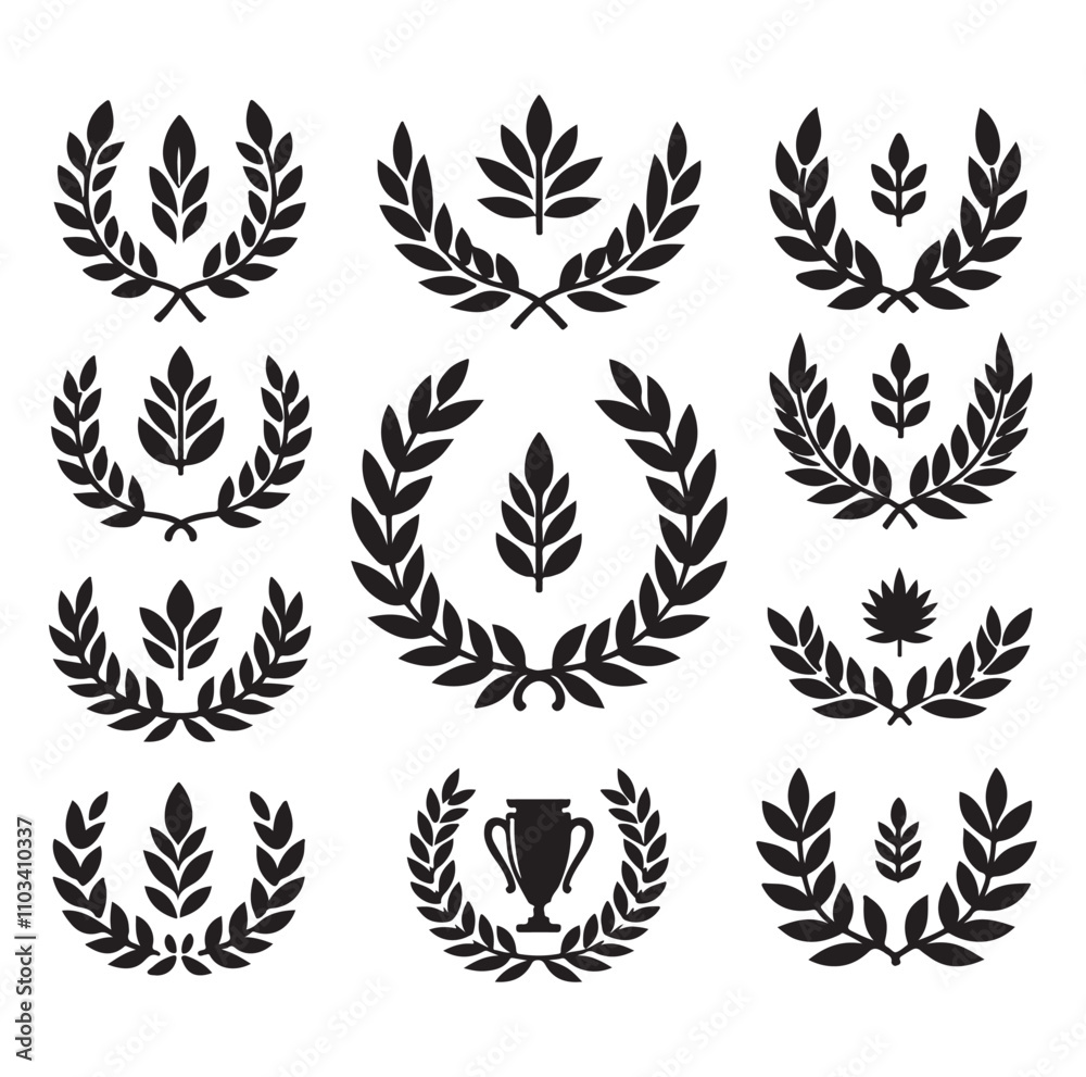 Fototapeta premium laurel sign silhouette illustration vector