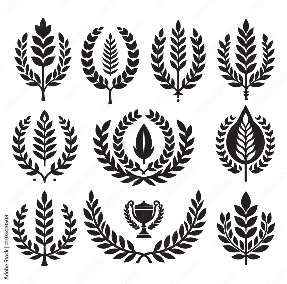 laurel sign silhouette illustration vector