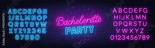 Bachelorette Party Neon Sign on brick wall background