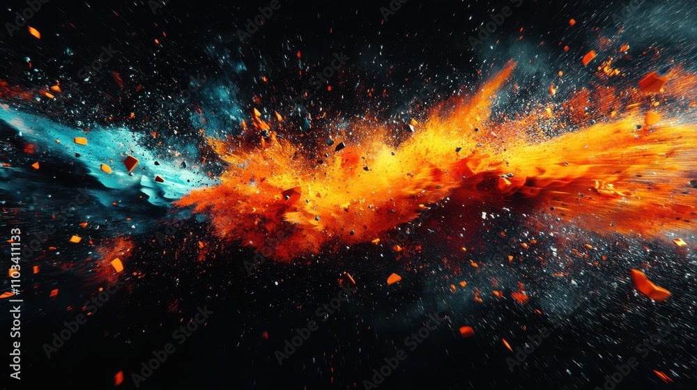 Dynamic Abstract Explosion in Vibrant Colors and Textures Dynamic Abstract Explosion in Vibrant Colors and Textures