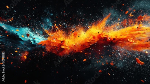 Dynamic Abstract Explosion in Vibrant Colors and Textures