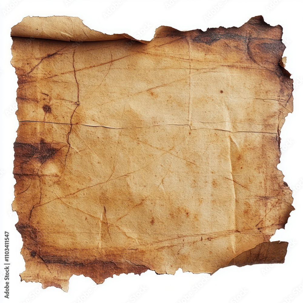 Fototapeta premium Old map fragment isolated on white background