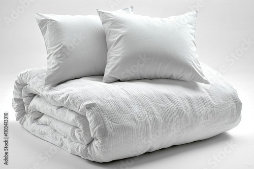 Cozy of  Stack of bedding on the white background