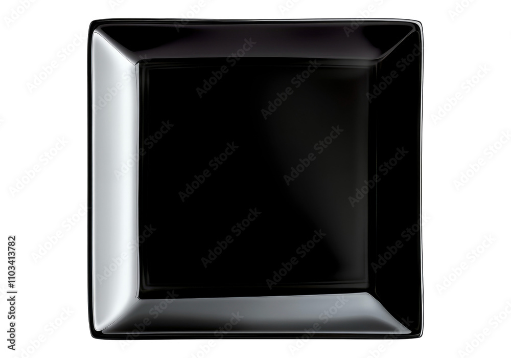 Fototapeta premium Black marble plate. Isolated asset with transparent background.