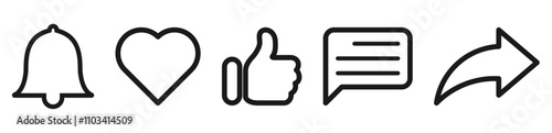 social media like, comment and share icon