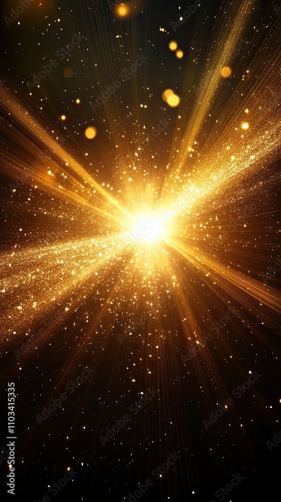 Obraz premium A bright yellow star with a lot of glitter surrounding it