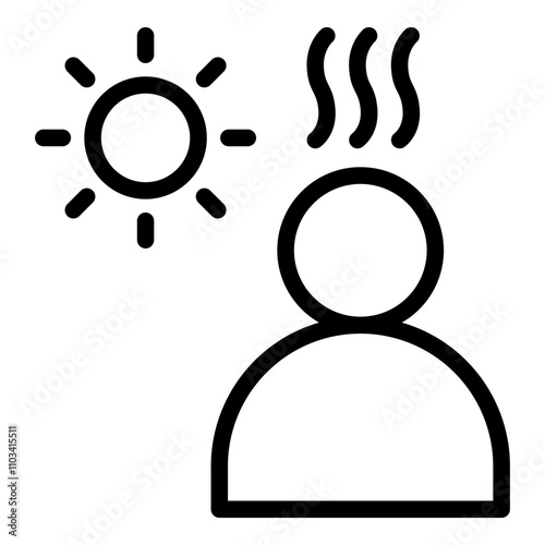 Heat stroke icon. Vector line icon	