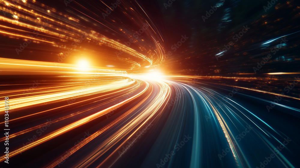 Obraz premium Light flares and motion effects from transport in high-tech for wallpaper