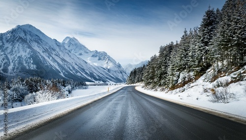 Winter forest road