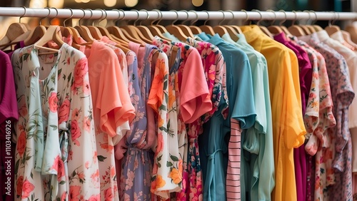 colorful clothes on hangers