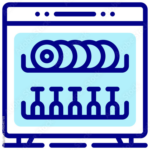 dishwasher mixed outline vector icon