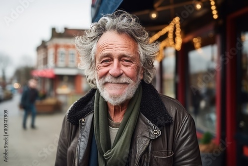 Portrait of a senior man on Christmas market in Amsterdam, Holland