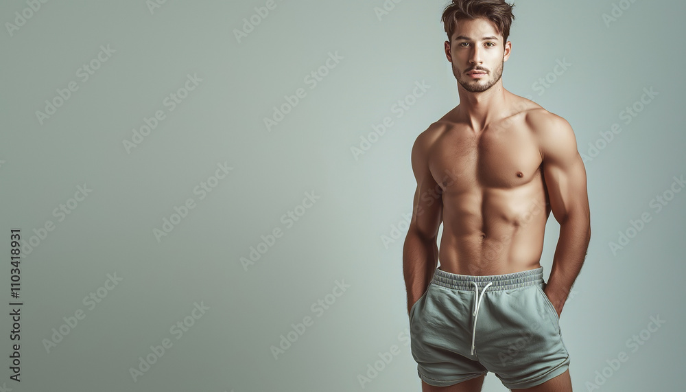 modern fitness and lifestyle portrait of a young man with toned physique and minimalistic background emphasizing aesthetics. modern fitness and lifestyle portrait of a young man with toned physique and minimalistic background emphasizing aesthetics.