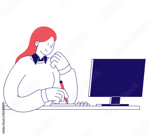 Woman studying online