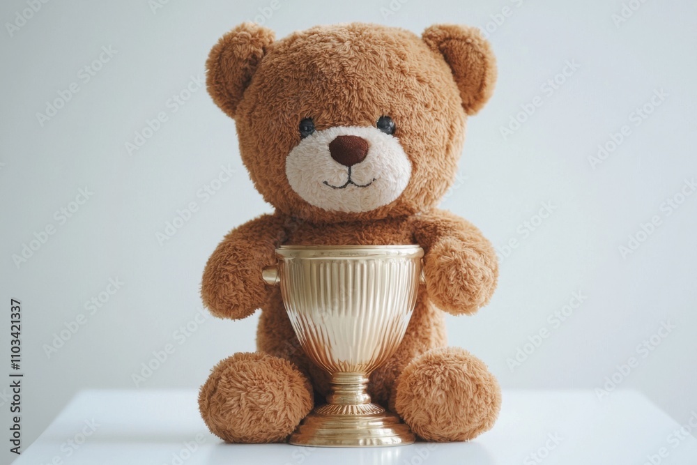 Fototapeta premium Isolated plush bear trophy minimalist photography focus