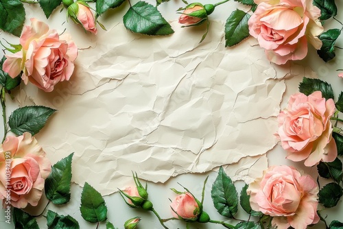 Fototapeta Naklejka Na Ścianę i Meble -  Creative floral background close-up of roses and nature aesthetic