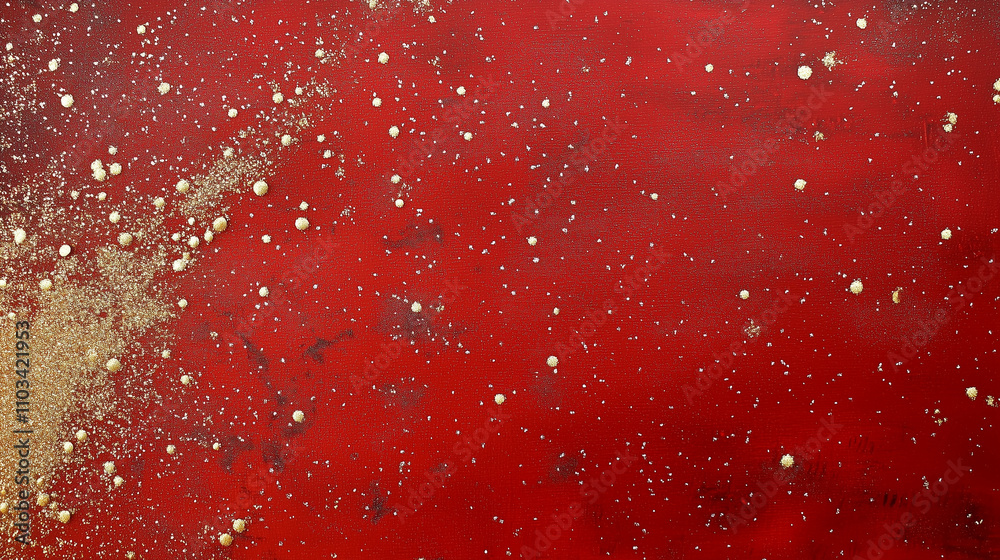 Golden Glitter on Vibrant Red Background for Festive Design Golden Glitter on Vibrant Red Background for Festive Design