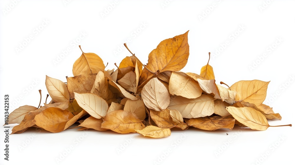Pile of dry autumn leaves creating a natural decorative element during fall season Pile of dry autumn leaves creating a natural decorative element during fall season