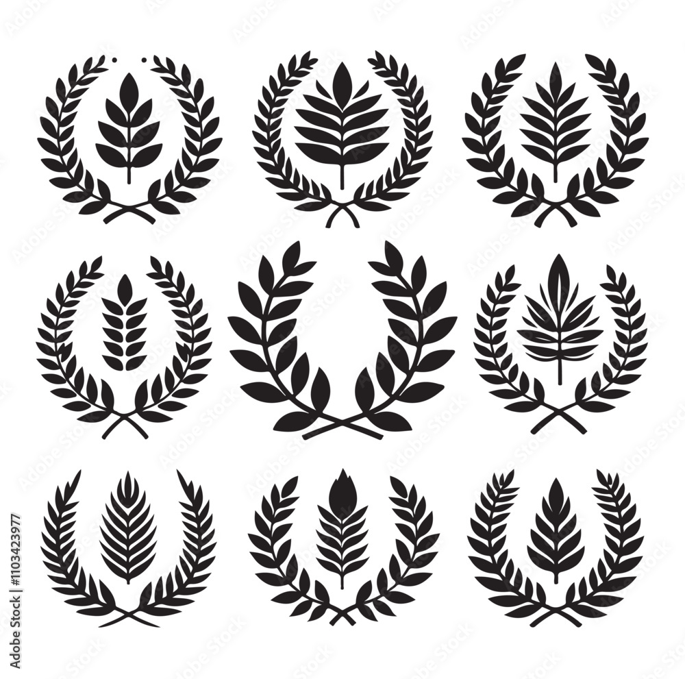 laurel sign silhouette illustration vector