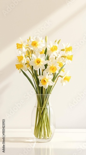 Beautiful yellow and white daffodil floral arrangement, nature, bouquet