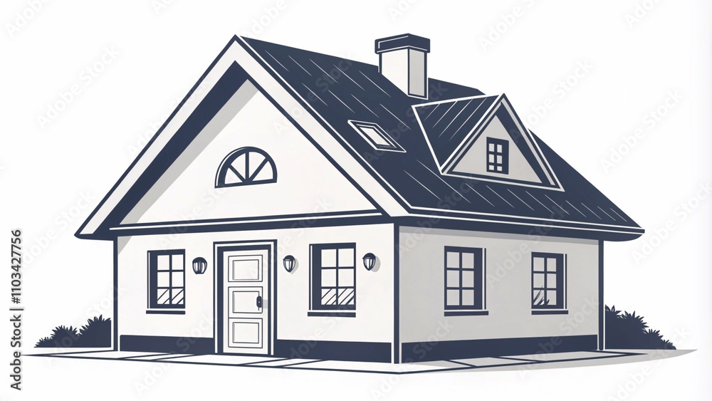 house icon with a triangular roof and central door in a flat style house icon with a triangular roof and central door in a flat style