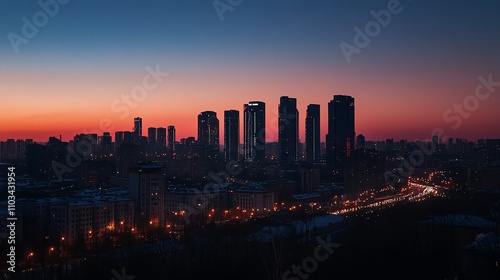 Wallpaper Mural A cityscape with a hazy sky at sunset. Torontodigital.ca