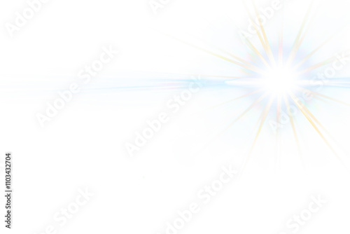 bright sun spikes lensflare effect overlay isolated on white or transparent png photo