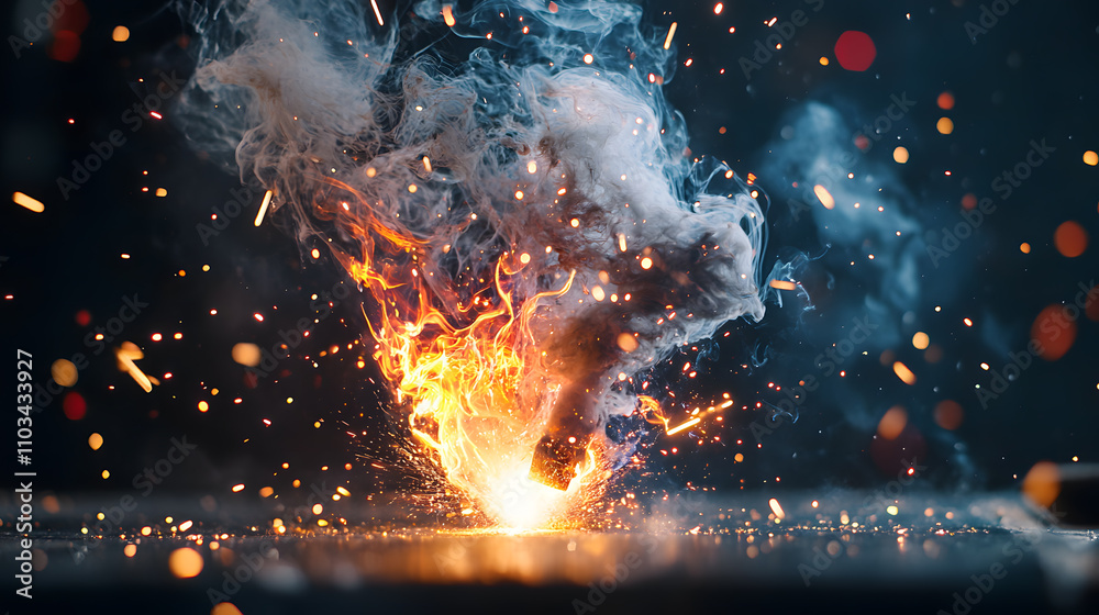 worker while doing a welding with arc welder welding or welding Sparks for background, Backdrop and manufacturing. worker while doing a welding with arc welder welding or welding Sparks for background, Backdrop and manufacturing.