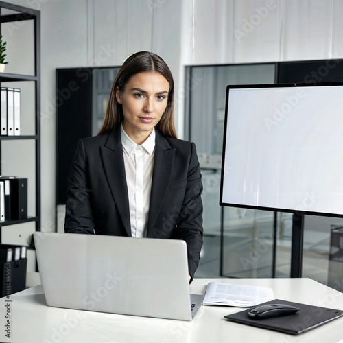 amra'at muhtarifat tustakhdim kumbuyutar mahmul bashashat farighat fi maktab muda'i.