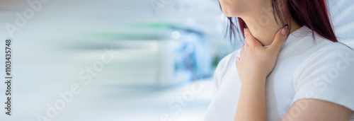 girl holding her throat, sore throat Free Download girl holding her throat, sore throat - GFXLoad