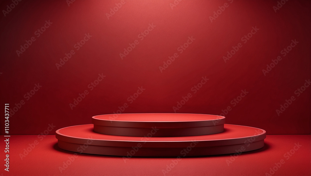 Red Background with Empty Product Display Red Background with Empty Product Display