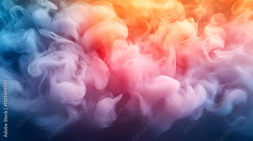 Fototapeta premium Vibrant swirls of colorful smoke gracefully merging into a dreamy haze.