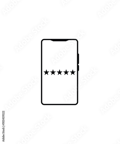 mobile phone with 5 star icon, vector best flat icon.