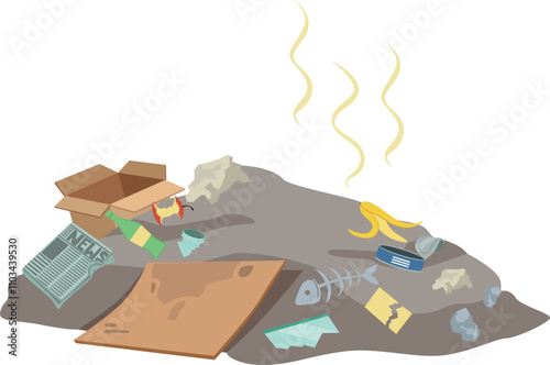 A pile of trash with a newspaper on top