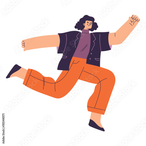 Rivalry and Fierce Competition with Woman Character Moving Fast to Aim Vector Illustration