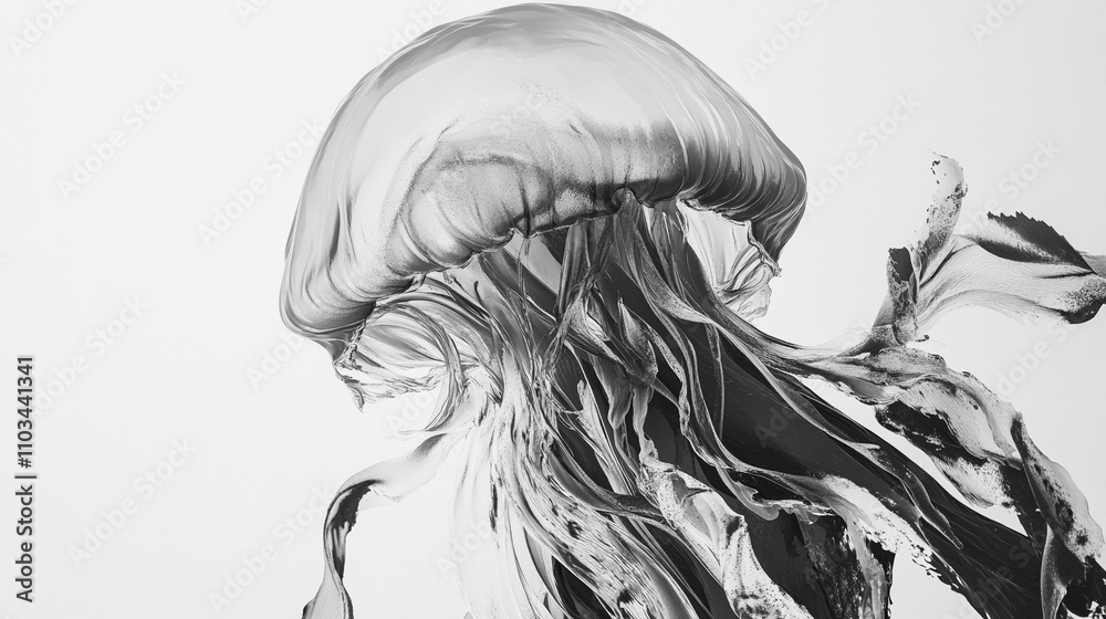Fototapeta premium Monochrome Illustration of a Jellyfish