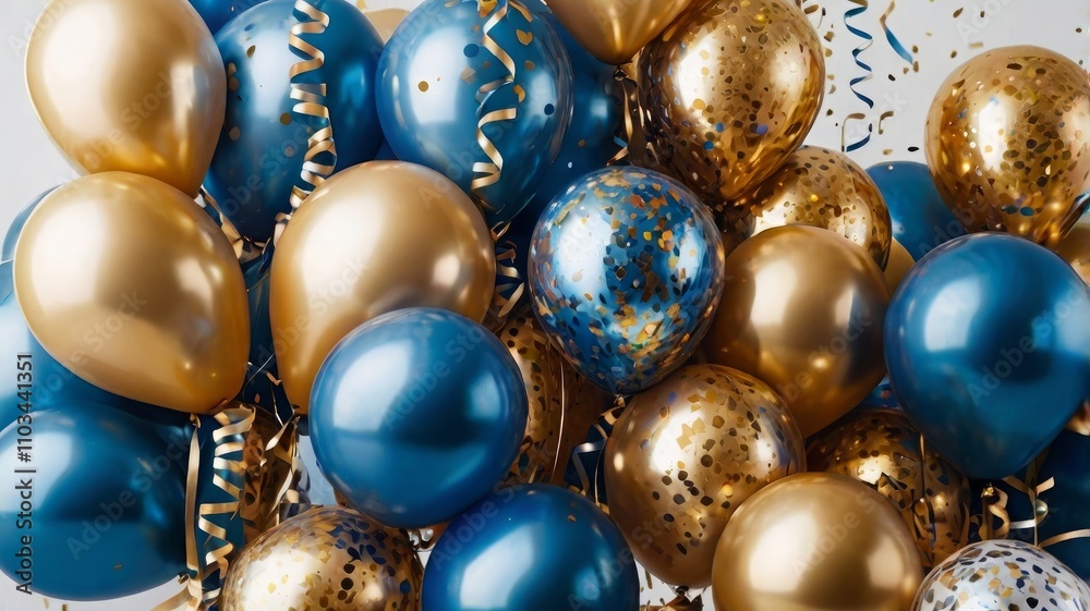 Festive Vibes, Birthday Card with Metallic Balloons and Confetti Festive Vibes, Birthday Card with Metallic Balloons and Confetti