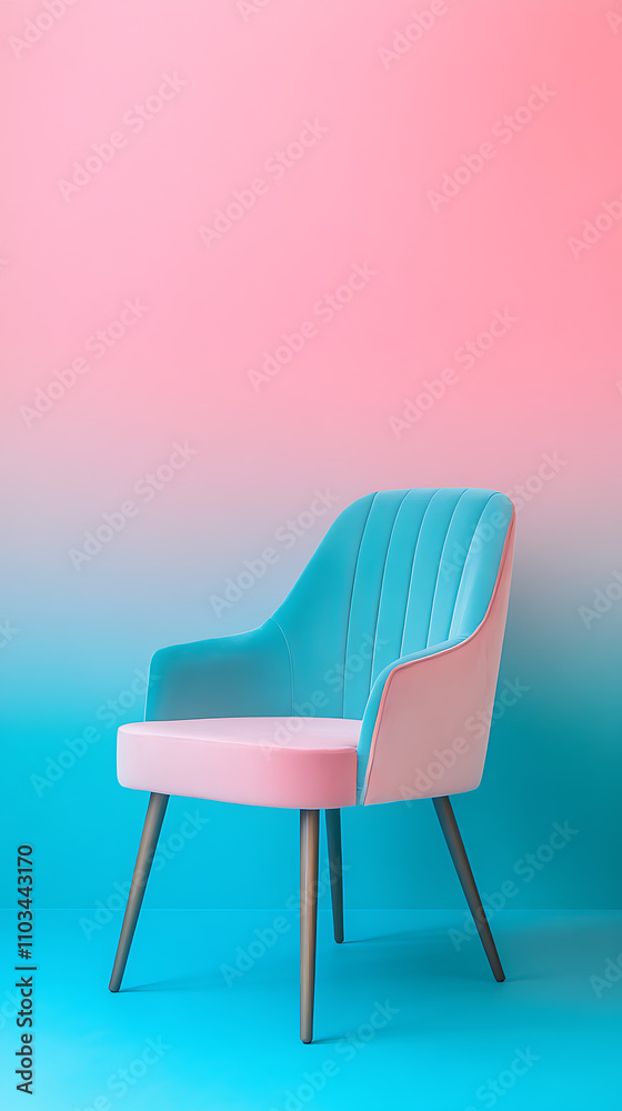 Fototapeta premium Pink and Teal Velvet Chair - Modern Design