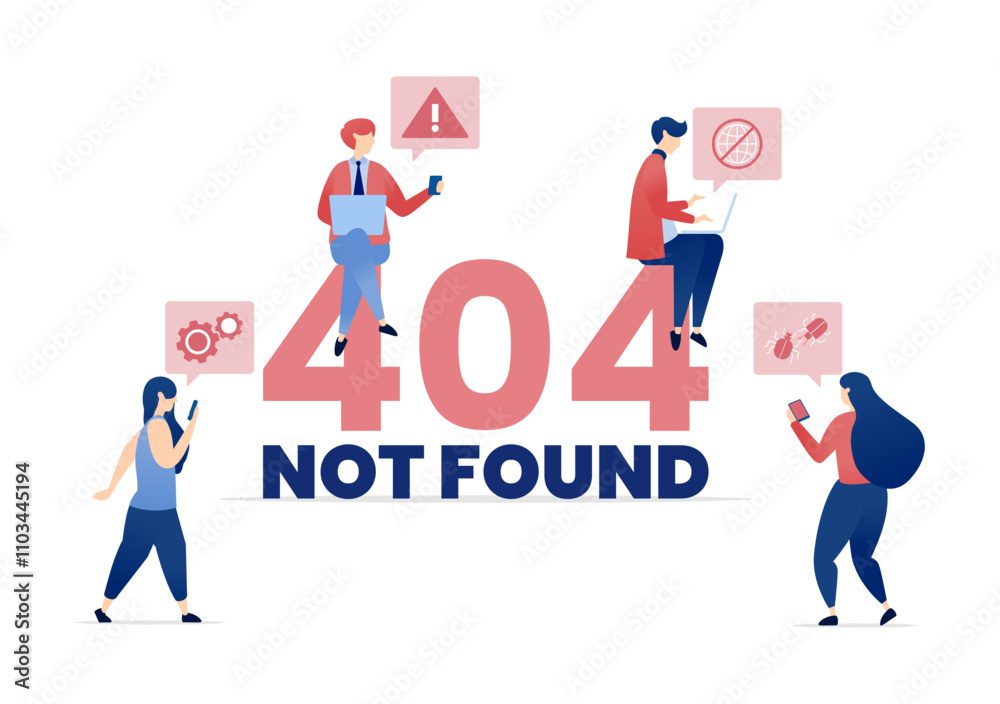 vector illustration of 404 Not Found with People Engaged in Activities, Realizing the Page They Are Trying to Reach Is Down, Illustrated with the 404 Error Text vector illustration of 404 Not Found with People Engaged in Activities, Realizing the Page They Are Trying to Reach Is Down, Illustrated with the 404 Error Text