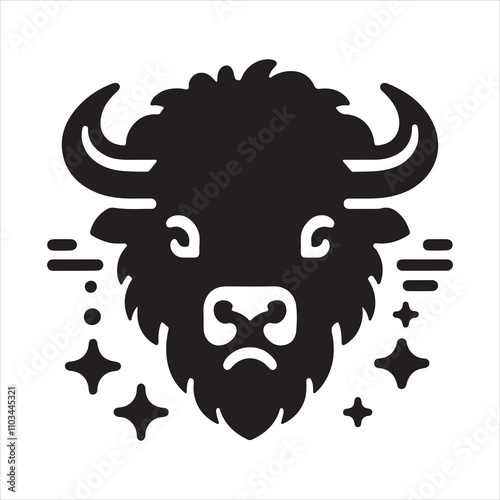 Bison bull head vector silhouette