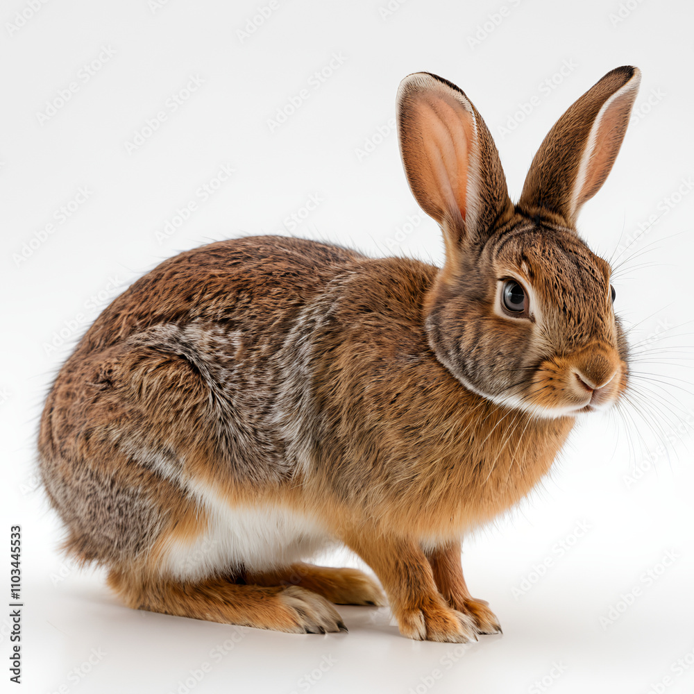 Obraz premium Eastern Cottontail on white background