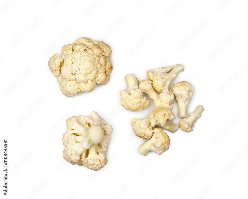 Cauliflower isolated on a white background, contour Cauliflower isolated on a white background, contour