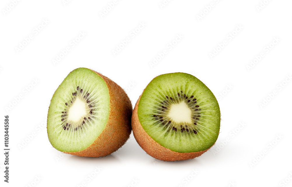 Kiwi fruit slices isolated on a white background, contour Kiwi fruit slices isolated on a white background, contour