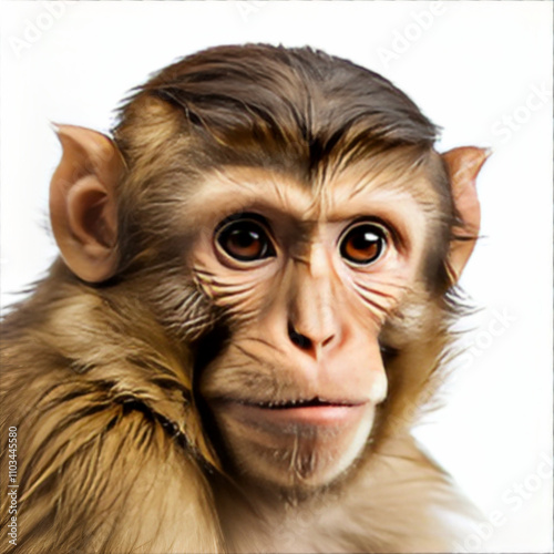 barbary macaque on white background photo