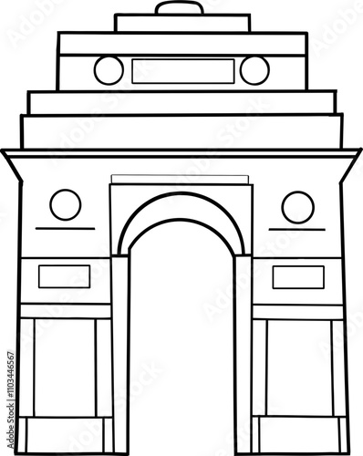 India gate outline illustration icon