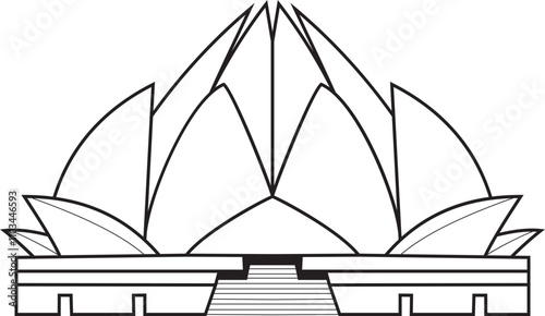 Lotus temple outline illustration icon