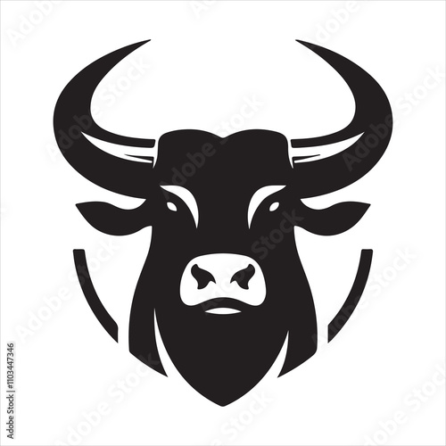 Bison bull head vector silhouette