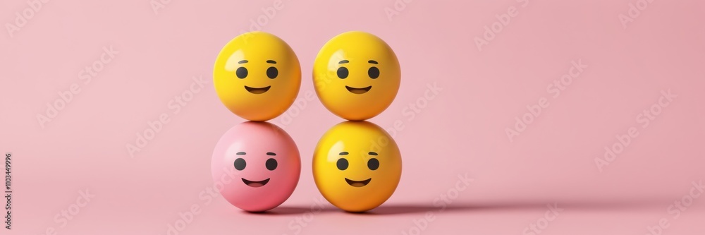 3D render of stacked emoji spheres 3D render of stacked emoji spheres