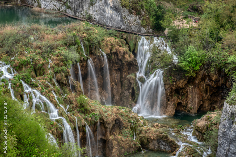 Obraz premium Plitvice Lakes National Park. Croatian famous resort.