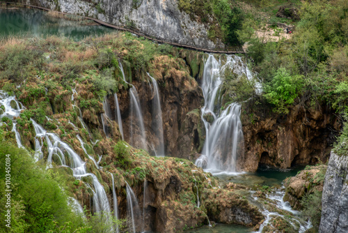 Plitvice Lakes National Park. Croatian famous resort.